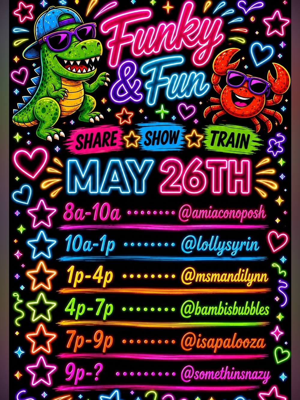 Isapalooza is Live! Come join the Funky & Fun Share Show Train on Tuesdays!